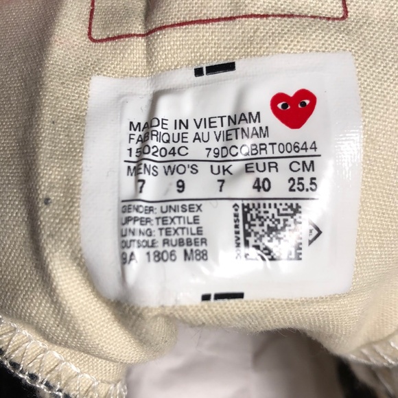‼️SOLD‼️Comme Des Garçons Play x Converse Chuck 70 - Picture 6 of 6